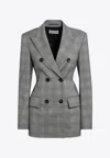 Sportmax Tailored Double Breasted Prince Of Wales Jacket In Gray