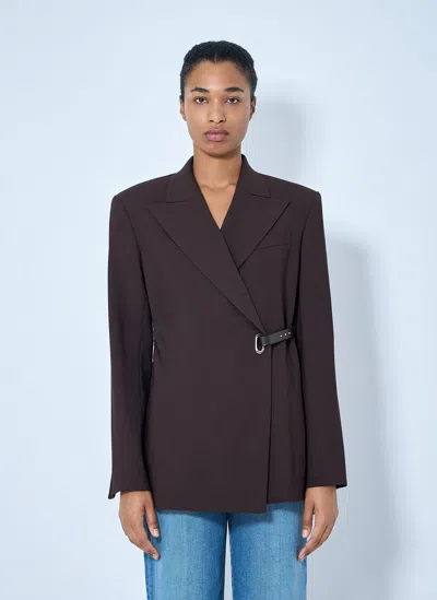 Sportmax Asymmetric Buckle Blazer In Brown