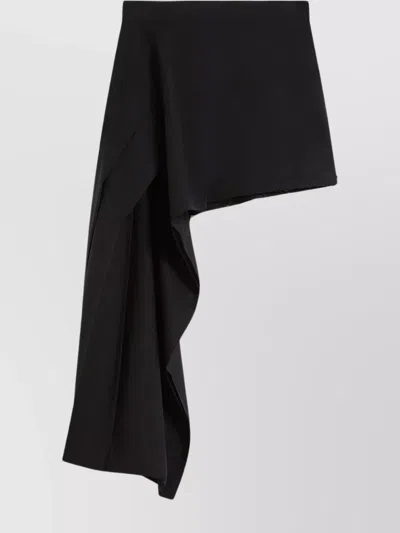 Sportmax Asymmetric Cotton Canvas Wrap Skirt In Black