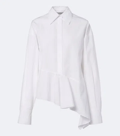 Sportmax Asymmetric Cotton Poplin Shirt In White