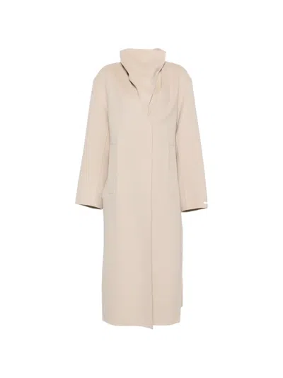 Sportmax Asymmetric Draped-collar Coat In Brown