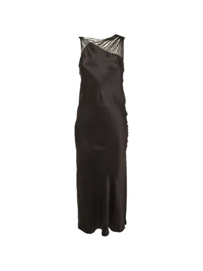 Pre-owned Sportmax Asymmetric Fringed-strap Maxi Dress In Black