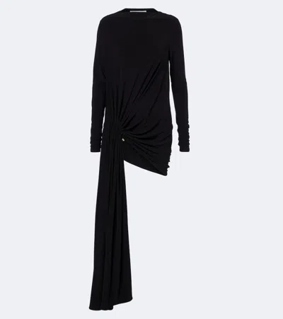 Sportmax Asymmetric Gathered Jersey Minidress In Black