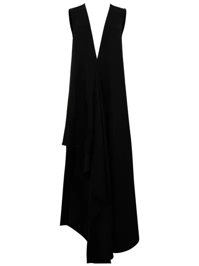 Sportmax Asymmetric Midi Dress In Back In Black