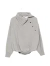Sportmax Asymmetric Press-stud Sweatshirt In Gray