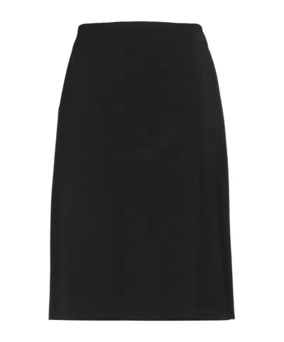 Sportmax Asymmetric Solid-color Wool Skirt In Black