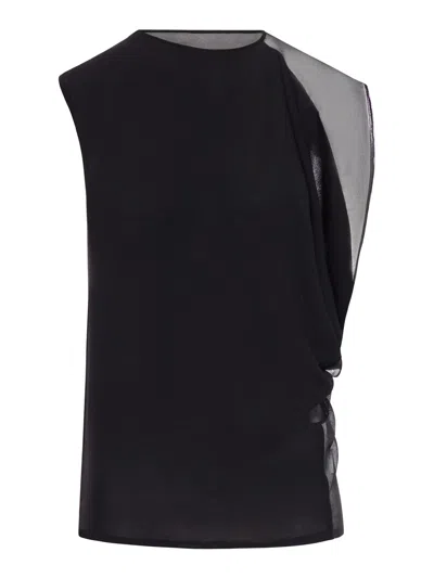 Sportmax Asymmetric Top In Stretch Fabric In Black