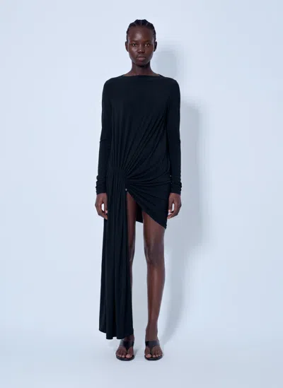 Sportmax Asymmetrical Drape Dress In Black