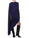 Sportmax Asymmetrical Draped Long Sleeve Dress In Blue
