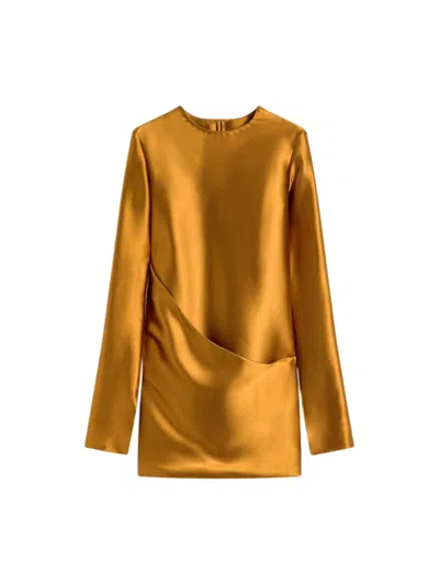 Sportmax Asymmetrical-panel Mini Dress In Yellow