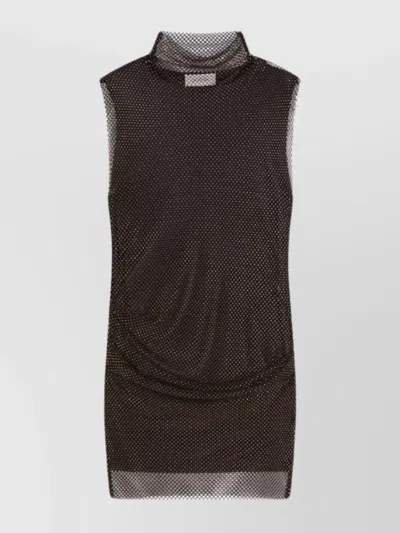 SPORTMAX ASYMMETRICAL PLEATED DRESS RHINESTONES