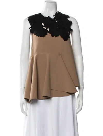 Pre-owned Sportmax Asymmetrical Sleeveless Top In Brown