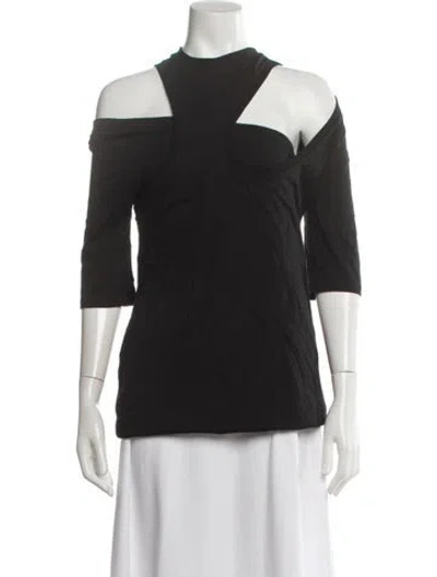 Pre-owned Sportmax Asymmetrical Three-quarter Sleeve Top In Black