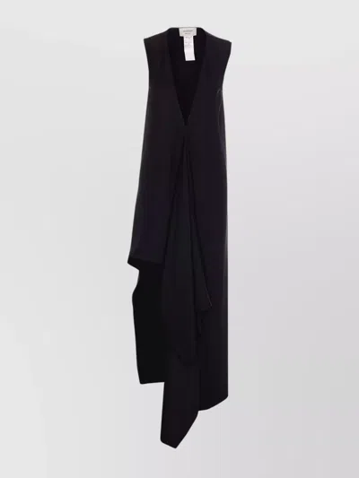 SPORTMAX ASYMMETRICAL V-NECK DRAPED DRESS