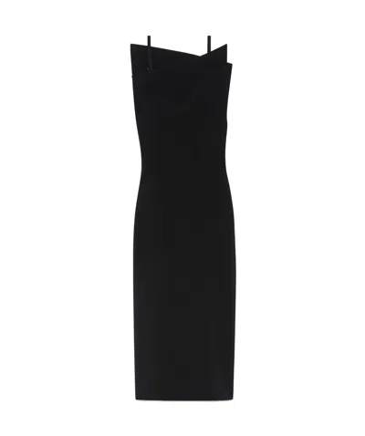 Sportmax Asymmetrical Wool Dress In Black
