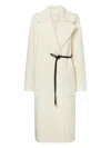 Sportmax Asymmetrical Wrap-style Long Coat In Soft Double Wool In Neutral