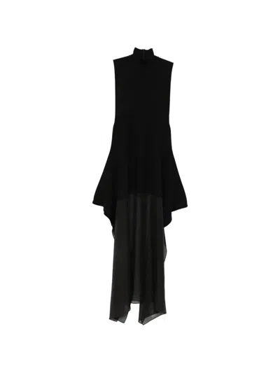 Sportmax Asymmetric-hem Sleeveless Dress In Black