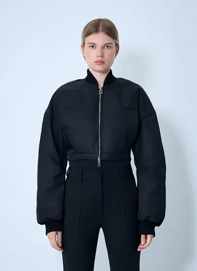 Sportmax Waterproof Twill Bomber Jacket In Black