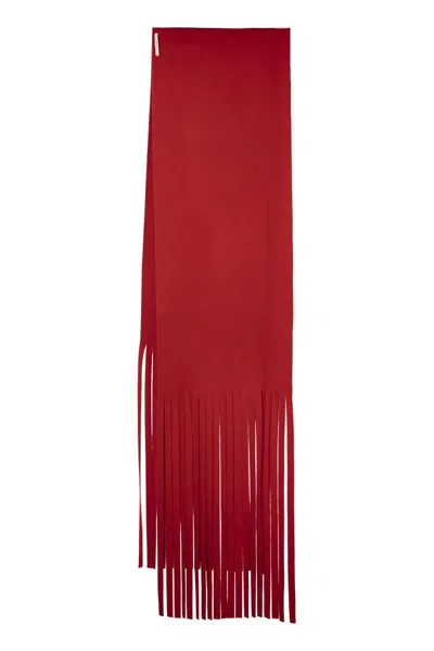 Sportmax Avocado - Long Scarf With Fringes In Red