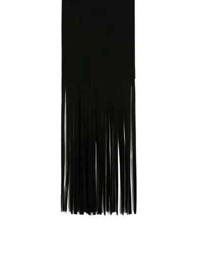 Sportmax "avocado" Maxi Fringes Scarf In Black