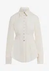 Sportmax Long Shirt With Waist Cut In Neutral