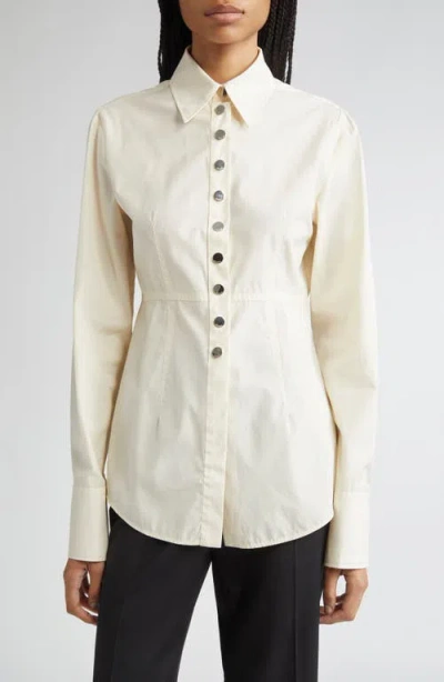 Sportmax Azoto Peplum Snap-up Shirt In Neutral