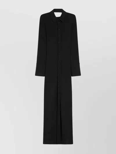 Sportmax Back Opening Shirt Dress With Cuffs In Black