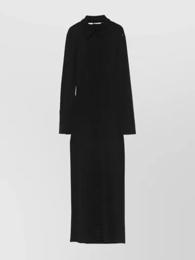 Sportmax Backless Knee Length Dress With Long Sleeves In Black