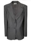 Sportmax Long-sleeved Wool Suit Coat In Anthracite