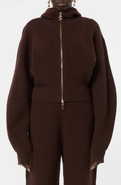 Sportmax Balco Wool & Cashmere Zip Cardigan In Chocolate