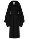 Sportmax Baldo Black Virgin Wool Coat With Scarf Collar In Black