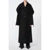 Sportmax Wool Coat With Belted Waist And Oversized Sleeves In Black
