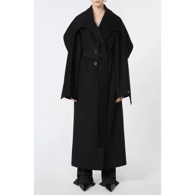 SPORTMAX SPORTMAX BALDO SCARF DETAIL VIRGIN WOOL BELTED COAT