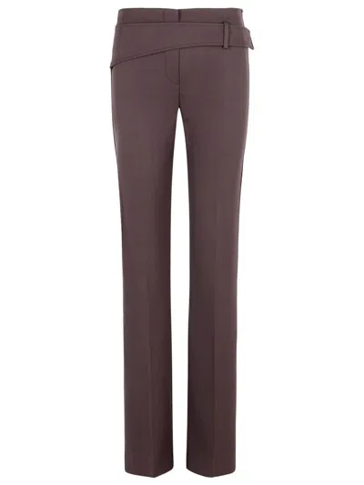 Sportmax Slim Trousers Asymmetric Belt In Burgundy