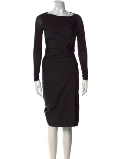 Pre-owned Sportmax Bateau Neckline Knee-length Dress In Black
