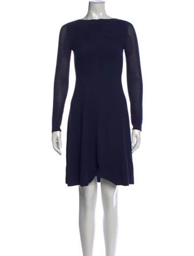 Pre-owned Sportmax Bateau Neckline Knee-length Dress In Blue