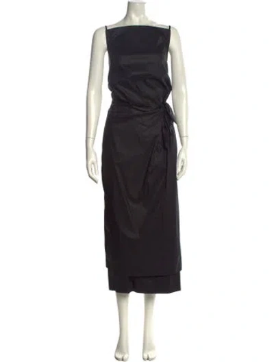 Pre-owned Sportmax Bateau Neckline Long Dress In Black