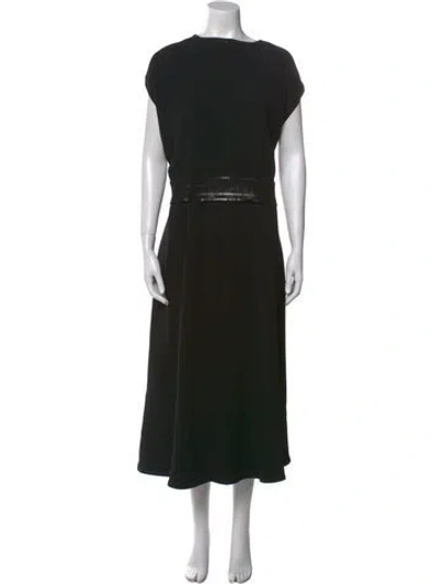 Pre-owned Sportmax Bateau Neckline Long Dress In Black
