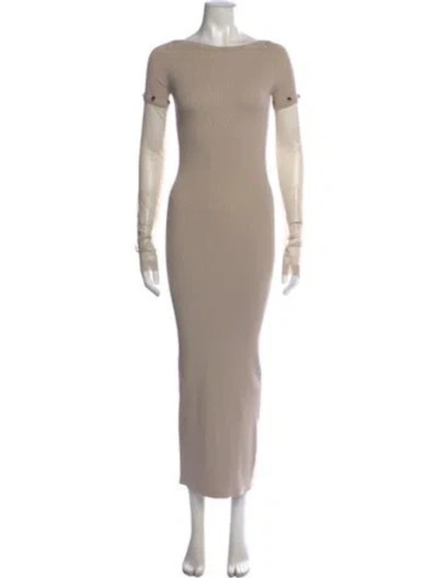 Pre-owned Sportmax Bateau Neckline Long Dress In Neutrals