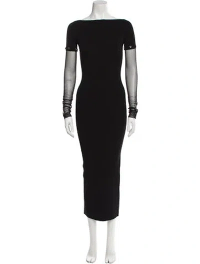 Pre-owned Sportmax Bateau Neckline Long Dress W/ Tags In Black