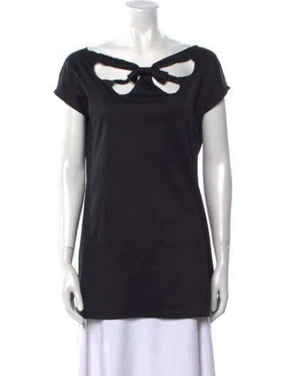 Pre-owned Sportmax Bateau Neckline Short Sleeve T-shirt In Black
