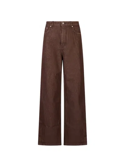 Sportmax Beati Side-slit Jeans In Brown