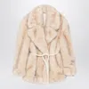 Sportmax Belted Faux Fur Coat With Long Sleeves