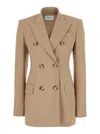 Sportmax Beige Flared Double-breasted Blazer In Beige