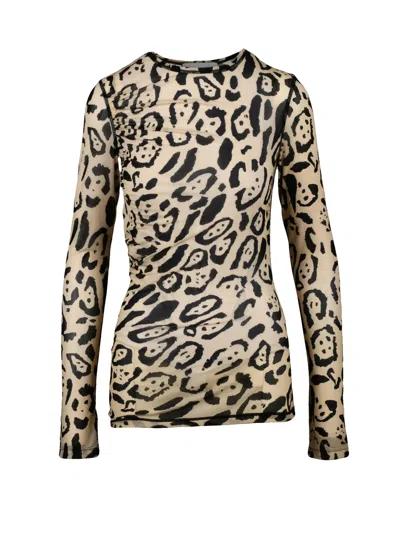 Sportmax Beige Polyamide-blend Animal Blouse In Neutral