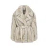 Sportmax Chic Jacket With Faux Fur And Belt In Neutral