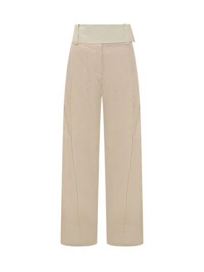 Sportmax Beige Straight Flat Front Pants In Neutral