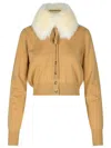 SPORTMAX SPORTMAX BEIGE VIRGIN WOOL CARDIGAN