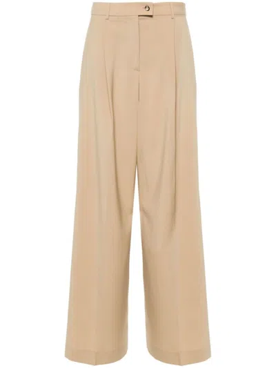 Sportmax Wool Wide-leg Pants In Beige