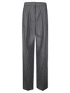 Sportmax Wide Leg Trousers With Pinstripe And Pleats In Blue